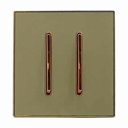 LEDSone industrial Screw less Wall Gold Glossy 2 Gang Switch~2635 by All Mart Bristol Ltd