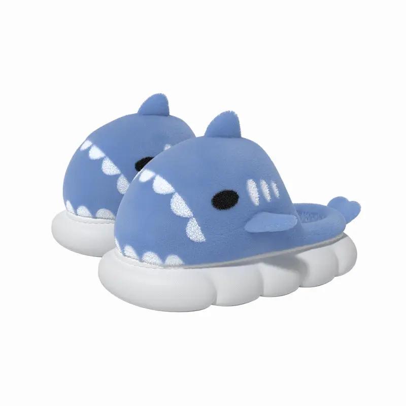 5cm Thick Soled Small Fat Pier Shark Cotton Slippers For Men by Dropshipman