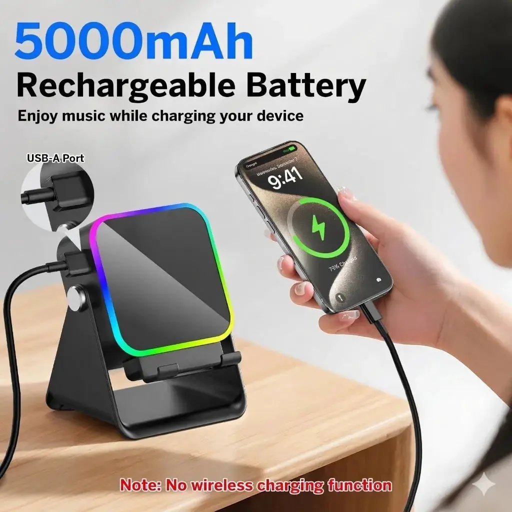 (Upgraded)5 in 1 Auto-Induction 5000Mah Wireless Induction Speaker 8 RGB Lights HIFI Sound Portable Bluetooth Phone Holder Gifts by All Mart Bristol Ltd