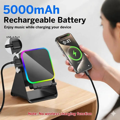 (Upgraded)5 in 1 Auto-Induction 5000Mah Wireless Induction Speaker 8 RGB Lights HIFI Sound Portable Bluetooth Phone Holder Gifts by All Mart Bristol Ltd