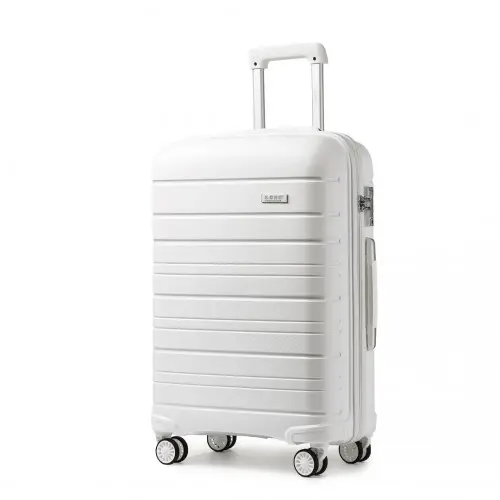 K2091L - Kono 24 Inch Multi Texture Hard Shell PP Suitcase - Classic Collection - White by All Mart Bristol Ltd