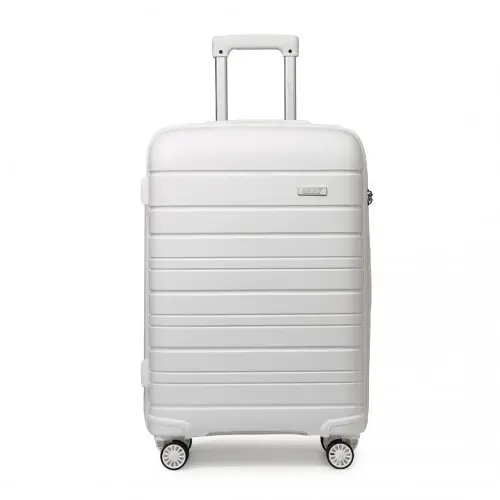 K2091L - Kono 24 Inch Multi Texture Hard Shell PP Suitcase - Classic Collection - White by All Mart Bristol Ltd