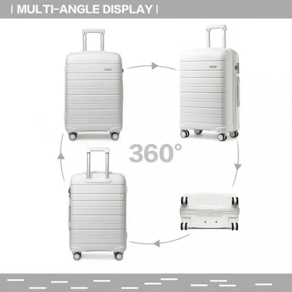 K2091L - Kono 24 Inch Multi Texture Hard Shell PP Suitcase - Classic Collection - White by All Mart Bristol Ltd