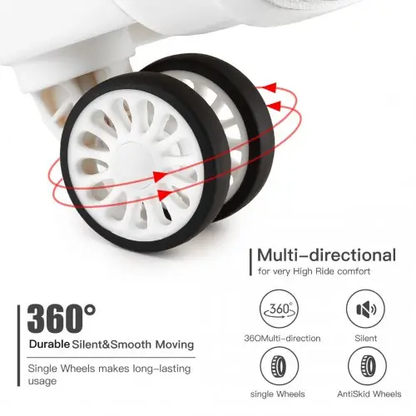 K2091L - Kono 24 Inch Multi Texture Hard Shell PP Suitcase - Classic Collection - White by All Mart Bristol Ltd