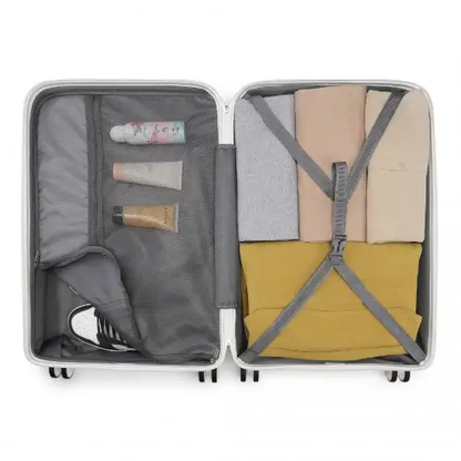 K2091L - Kono 24 Inch Multi Texture Hard Shell PP Suitcase - Classic Collection - White by All Mart Bristol Ltd