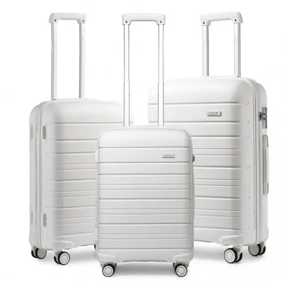 K2091L - Kono Multi Texture Hard Shell PP Suitcase 3 Pieces Set - Classic Collection - White by All Mart Bristol Ltd