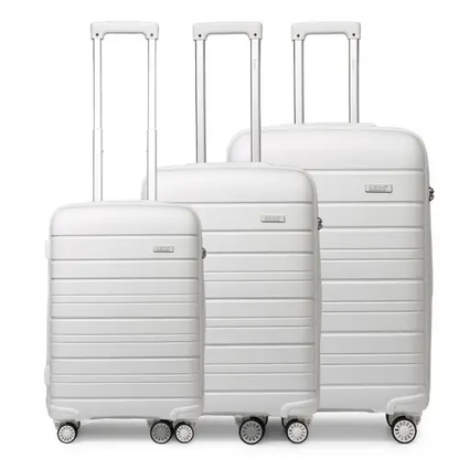 K2091L - Kono Multi Texture Hard Shell PP Suitcase 3 Pieces Set - Classic Collection - White by All Mart Bristol Ltd