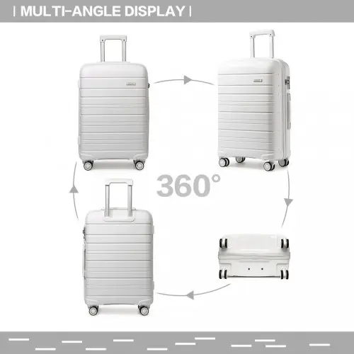 K2091L - Kono Multi Texture Hard Shell PP Suitcase 3 Pieces Set - Classic Collection - White by All Mart Bristol Ltd