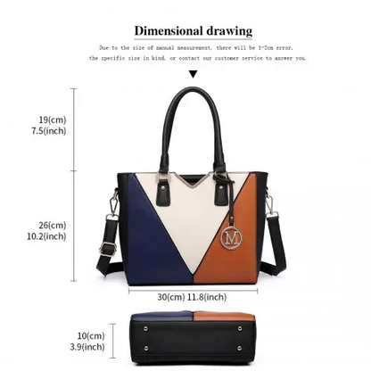 LG6632 - Miss Lulu Leather Look V-Shape Multicolour Tote Bag - Brown by All Mart Bristol Ltd