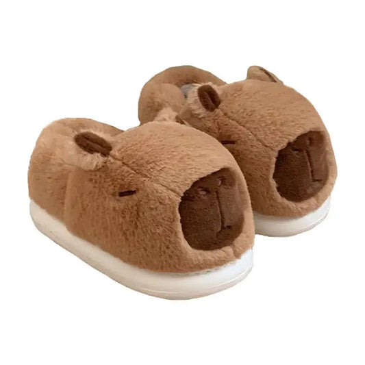 Home Fluffy stereoscopic capybara Slippers Women Cartoon Plush Clogs Thick Furry Closed Heels Warm Couple Home Cotton Shoes by All Mart Bristol Ltd