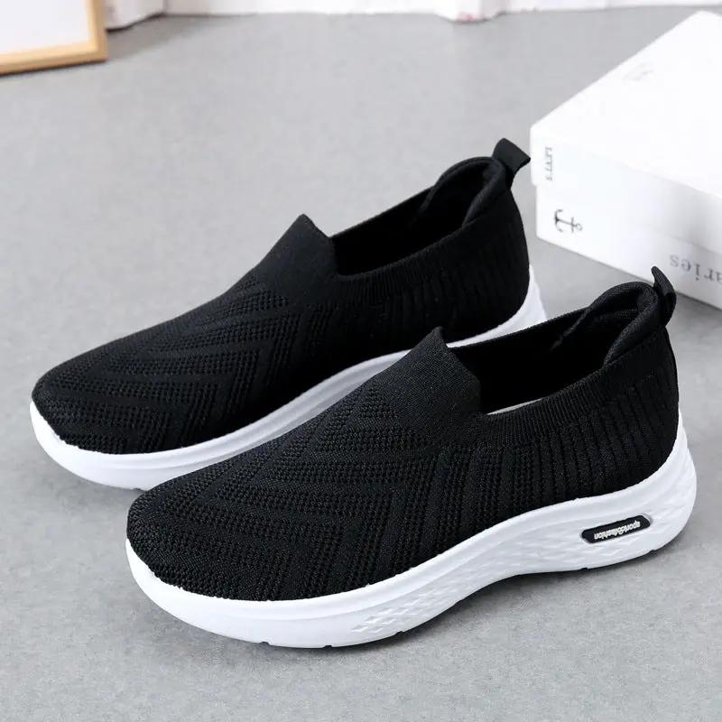 Casual Mesh Shoes Sock Slip On Flat Shoes For Women Sneakers Casual Soft Sole Walking Sports Shoe by Dropshipman