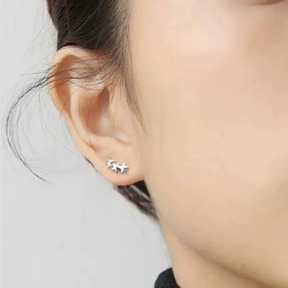 Triple Star Silver Stud Earrings by Aye Do Gifts