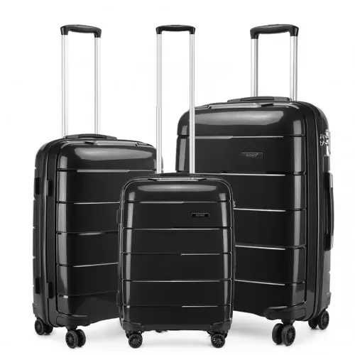 K1997L - KONO 20-24-28” HARD SHELL PP SUITCASE SET - BLACK by All Mart Bristol Ltd