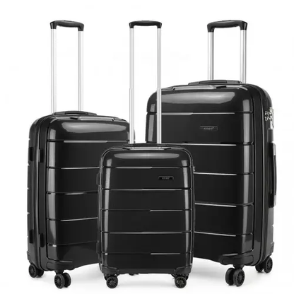 K1997L - KONO 20-24-28” HARD SHELL PP SUITCASE SET - BLACK by All Mart Bristol Ltd