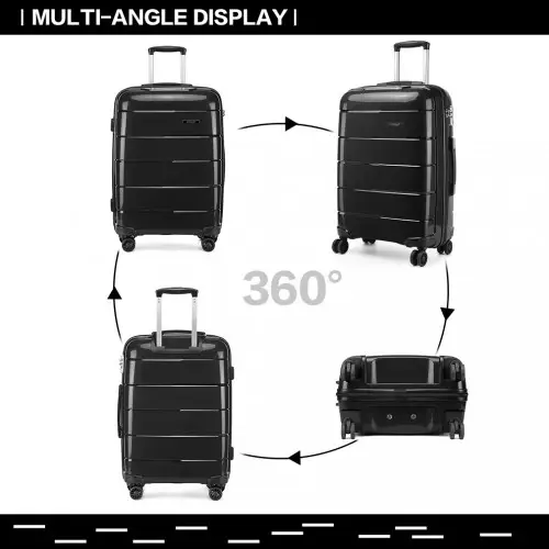 K1997L - KONO 20-24-28” HARD SHELL PP SUITCASE SET - BLACK by All Mart Bristol Ltd