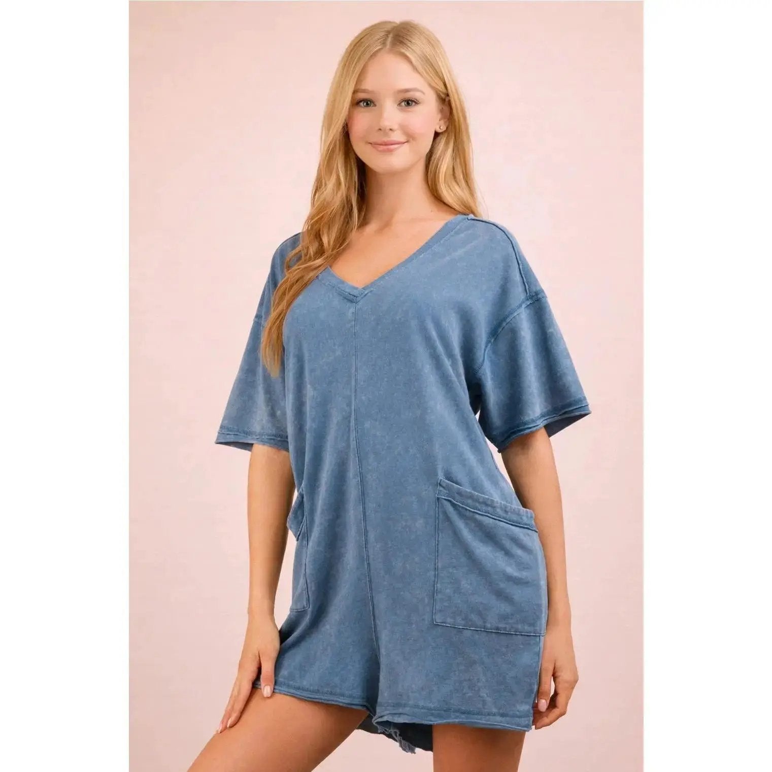 Oversized Romper- Acid Wash by All Mart Bristol Ltd