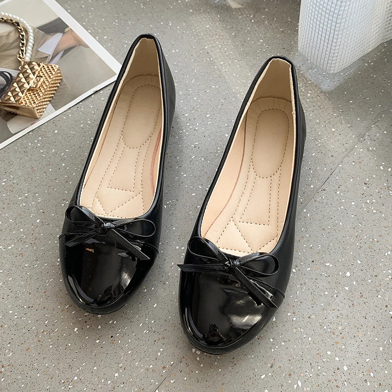2026 New Fashion Ballerina Shoes Women's Flat Comfort Non-slip Loafers Leather Flats Elegant Bowknot Women's Single Shoes 35-43 by All Mart Bristol Ltd