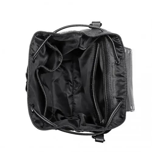 L1414 - Miss Lulu Skull Studded Backpack Shoulder Bag - Black by All Mart Bristol Ltd