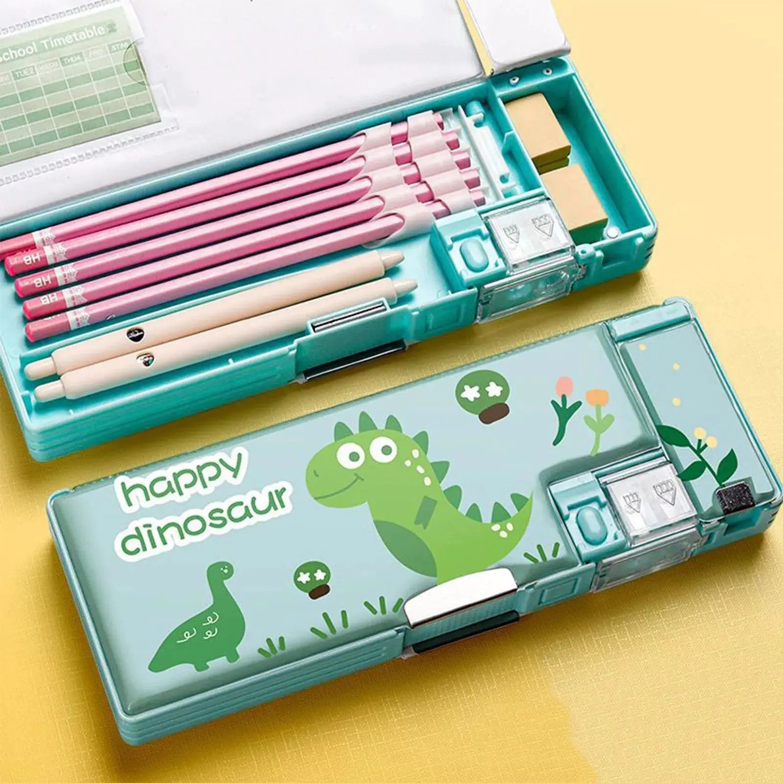 Plastic Stationery Organizer Box Unicorn Bear Astronaut Stationery Pencil Case School Gifts for Kids Teens Supplies by All Mart Bristol Ltd