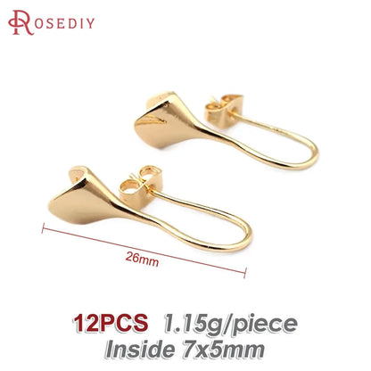 18K Gold Color Brass Can fit Half Hole Beads with Half Pins Earrings Hooks High Quality Jewelry Making Diy Findings Accessories by All Mart Bristol Ltd