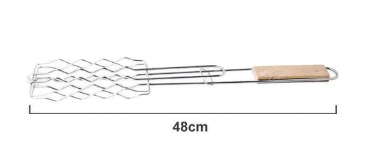 Outdoor Grilling Accessories Barbecue Tools Wooden Handle Sausage Clip Barbecue Clip Vegetable Clip Barbecue Rack by Dropshipman