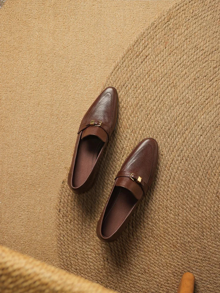 Autumn Women Loafers Casual Slip On Shoes Genuine Leather Daily Wear Fashionable Low Heeled Black And Brown, Sizes 34 To 43 by All Mart Bristol Ltd