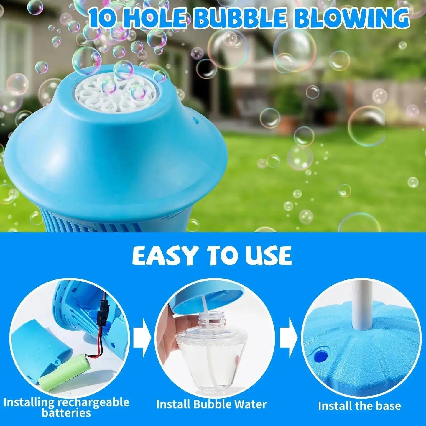 【Summervibes】Bubble Maker Toy for Kids Automatic Bubble Blaster with Music & Lights Adjustable Height Perfect for Outdoor & Partymassive Bubbles by All Mart Bristol Ltd