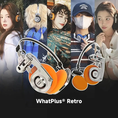 2026 WhatPlus RETRO R3 Bluetooth Earphones Headworn Wireless Portable Small Classic Fashion Headset 40mm Dynamic-unit Headphones by All Mart Bristol Ltd
