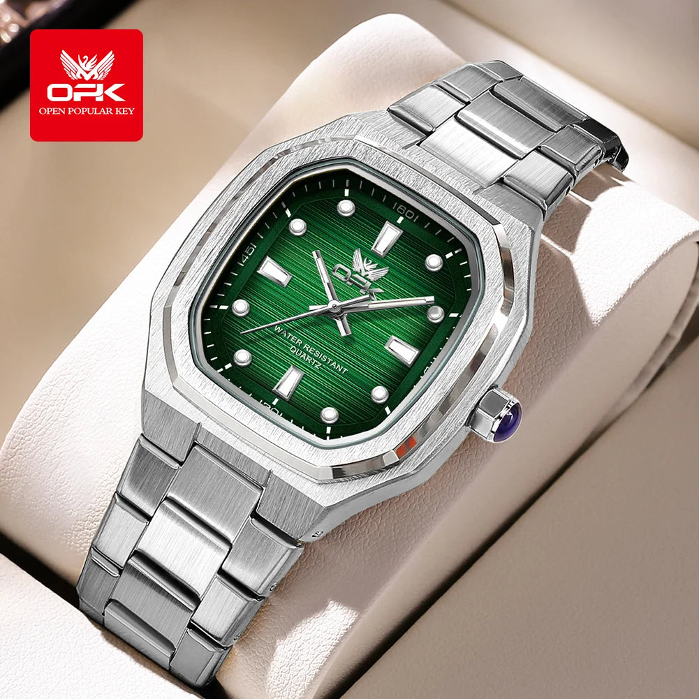 OPK 6044 Original Men Watches Stainless steel Waterproof New Men's Watch Square Dial Luminous Quartz Watch for Men by All Mart Bristol Ltd