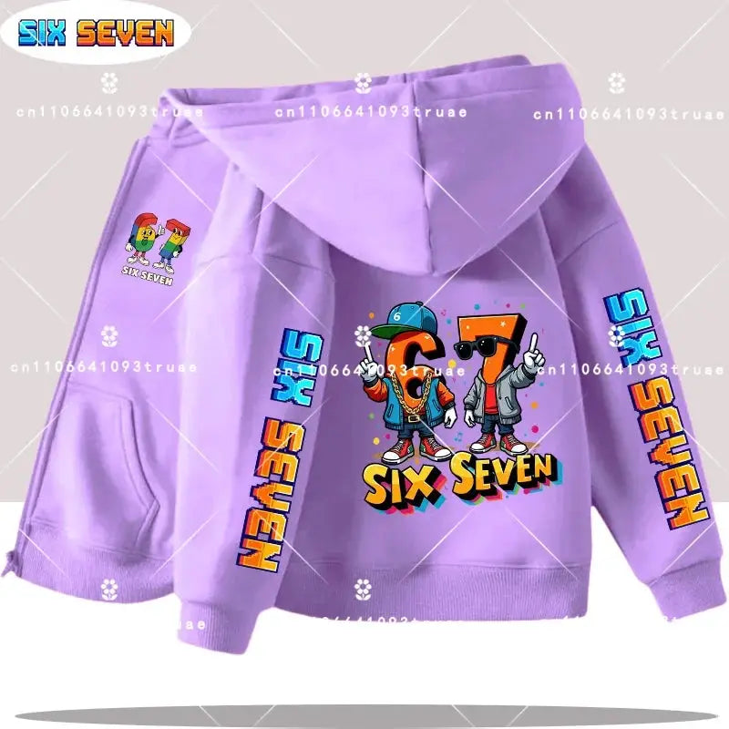 Hot Six Seven Children's Zip Up Hoodies Funny 67 Brainrot Zipper Hoody Clothes Kid Girl Boy Baby Casual Fashion Tops Sweatshirts by All Mart Bristol Ltd