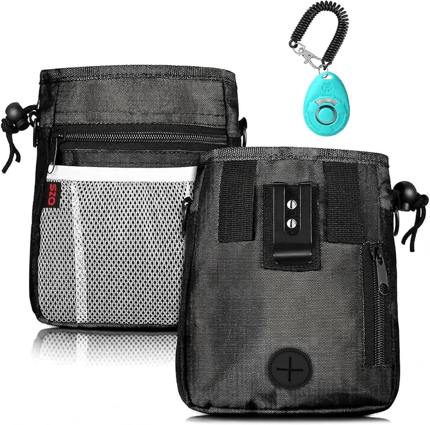 Stylish Versatile Dog Treat Pouch with 3 Wear Options & 2 Clickers - Ideal for Training with Waist Belt & Shoulder Strap by All Mart Bristol Ltd