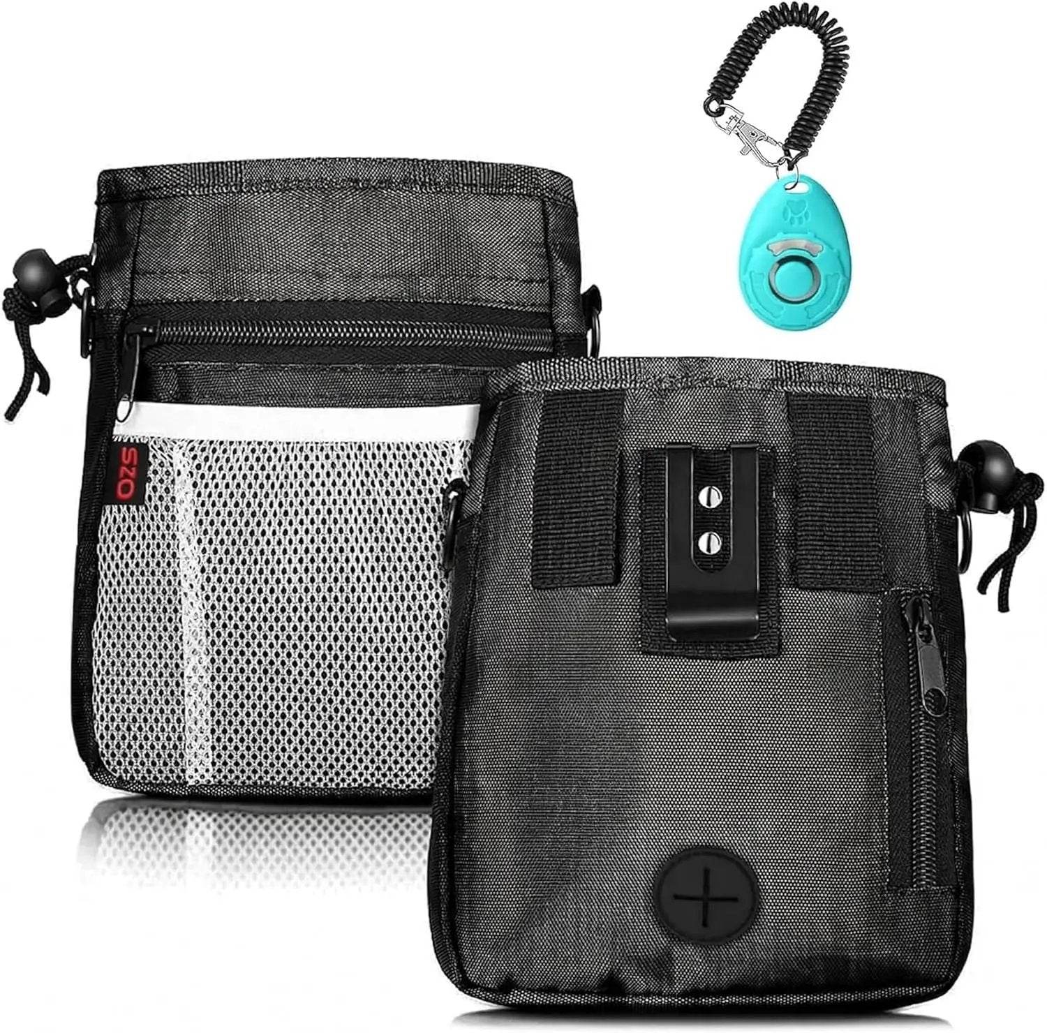 Stylish Versatile Dog Treat Pouch with 3 Wear Options & 2 Clickers - Ideal for Training with Waist Belt & Shoulder Strap by All Mart Bristol Ltd