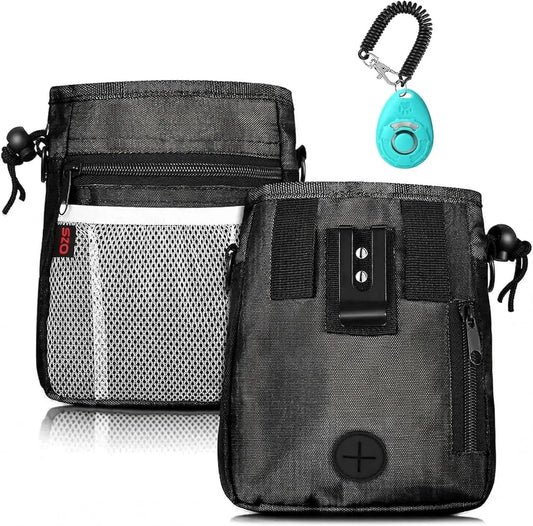 Stylish Versatile Dog Treat Pouch with 3 Wear Options & 2 Clickers - Ideal for Training with Waist Belt & Shoulder Strap by All Mart Bristol Ltd