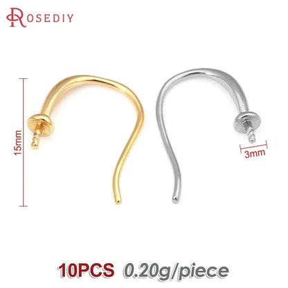 18K Gold Color Brass Can fit Half Hole Beads with Half Pins Earrings Hooks High Quality Jewelry Making Diy Findings Accessories by All Mart Bristol Ltd