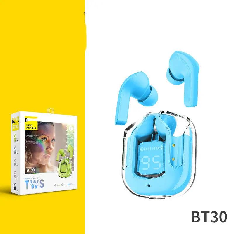 New Mini Transparent Wireless Bluetooth Headset Digital Display ENC Noise Reduction True Wireless Sports Music by Dropshipman