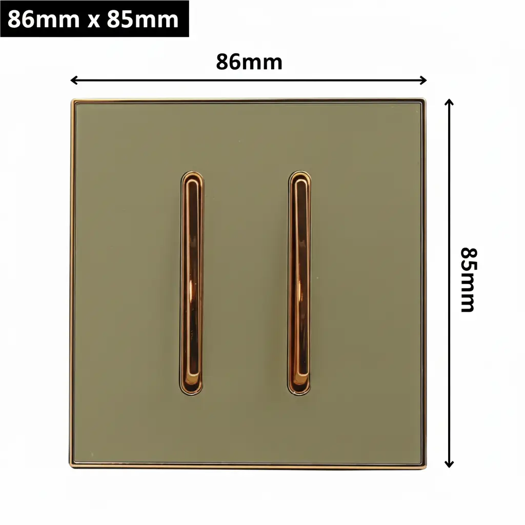 LEDSone industrial Screw less Wall Gold Glossy 2 Gang Switch~2635 by All Mart Bristol Ltd