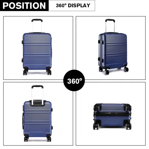 K1871-1L - Kono ABS 24 Inch Sculpted Horizontal Design Suitcase - Navy Blue by All Mart Bristol Ltd