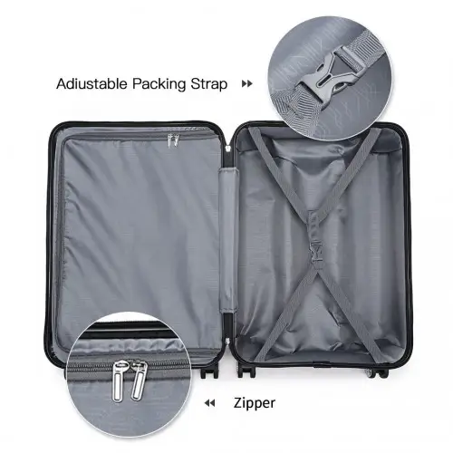 K1871-1L - Kono ABS 24 Inch Sculpted Horizontal Design Suitcase - Navy Blue by All Mart Bristol Ltd