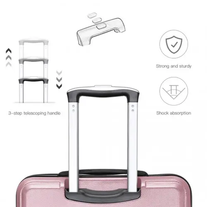 K1871-1L - Kono ABS 24 Inch Sculpted Horizontal Design Suitcase - Pink by All Mart Bristol Ltd