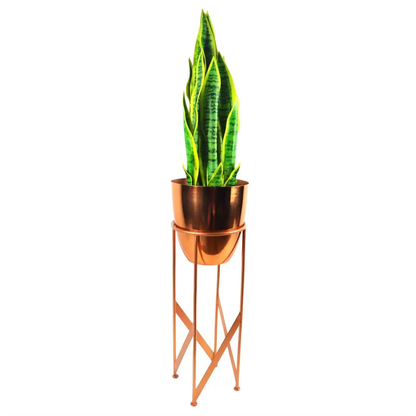 55cm Silver Planter with Matching Stand by Leaf