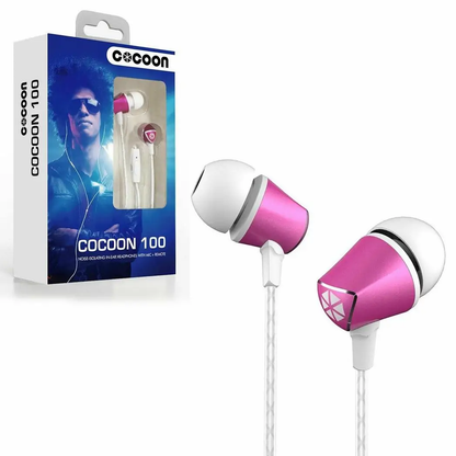 Cocoon 100 Series Noise-Isolating Tangle Free In-Ear Headphone for Smartphone Cerise Pink
