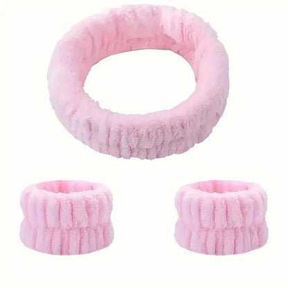 Coral Velvet Facial High-elastic Makeup Hairband Face Wash Wristband Set-face Wash, Facial Mask, Skin Care by All Mart Bristol Ltd