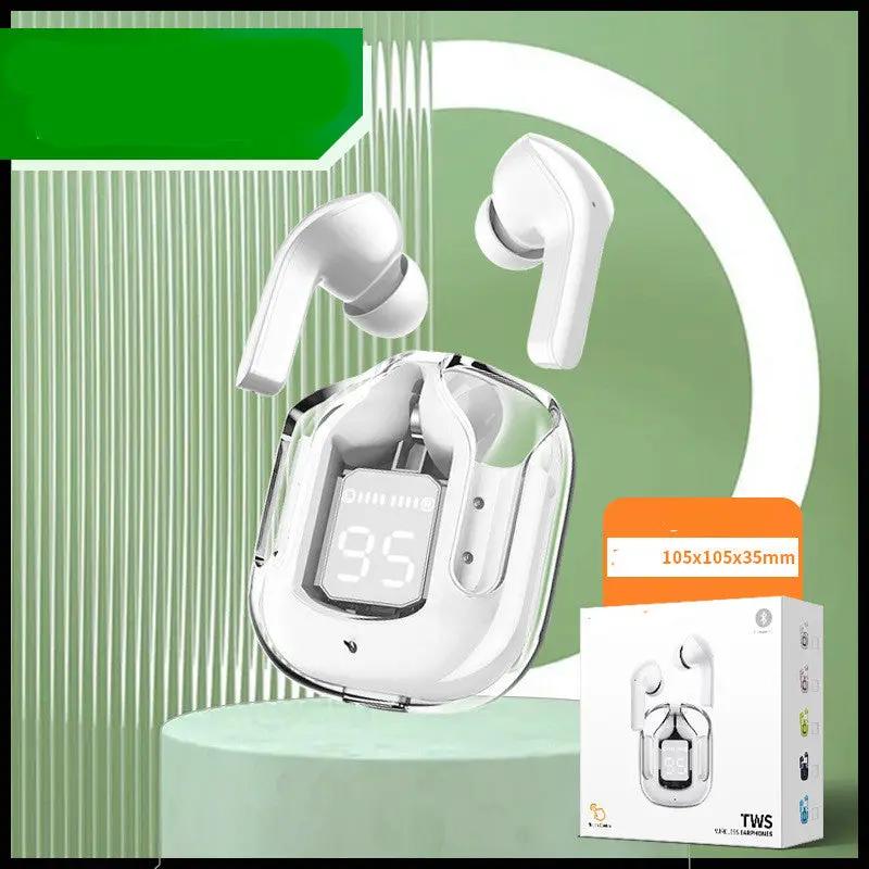 New Mini Transparent Wireless Bluetooth Headset Digital Display ENC Noise Reduction True Wireless Sports Music by Dropshipman