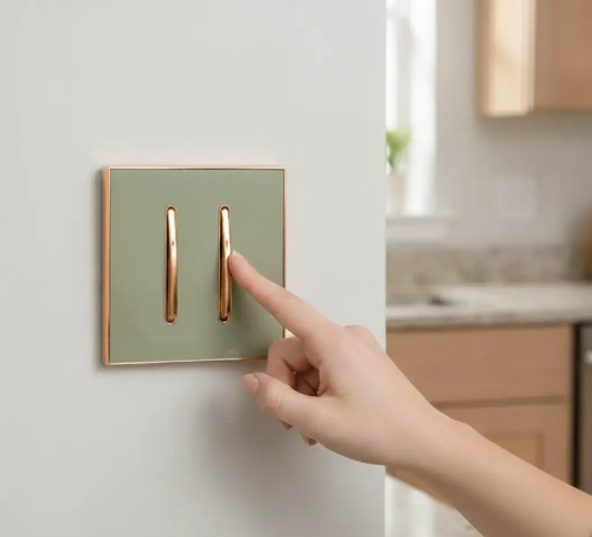 LEDSone industrial Screw less Wall Gold Glossy 2 Gang Switch~2635 by All Mart Bristol Ltd