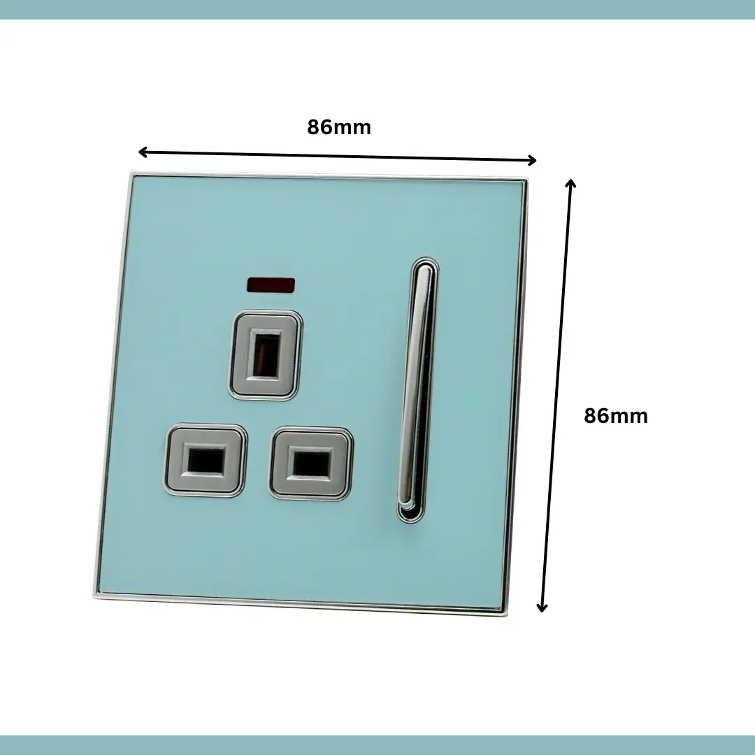Blue Glossy 13A Plug Socket Satin Gold Insert Screwless UK~2307 by All Mart Bristol Ltd