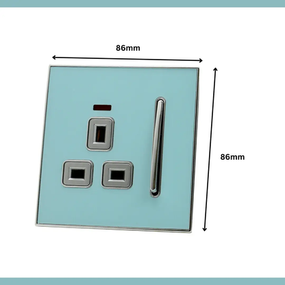 Blue Glossy 13A Plug Socket Satin Gold Insert Screwless UK~2307 by All Mart Bristol Ltd