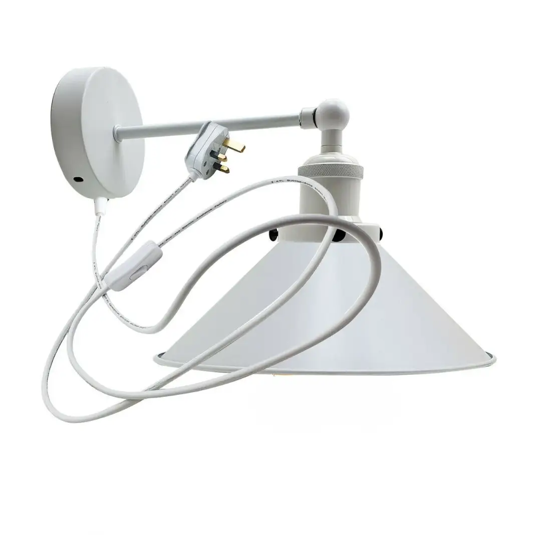 Modern White Plug-In Wall Sconce with Lamp Shade ~1279 by All Mart Bristol Ltd