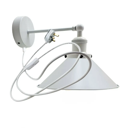 Modern White Plug-In Wall Sconce with Lamp Shade ~1279 by All Mart Bristol Ltd
