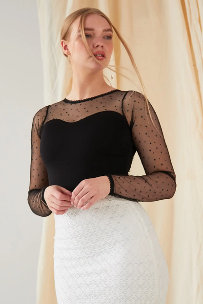 Long-Sleeve Mesh Bodysuit by All Mart Bristol Ltd
