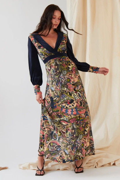 Hand painted Long Sleeve Maxi Dress by All Mart Bristol Ltd